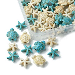 DIY Synthetic Turquoise Turtle & Starfish Stretch Bracelet Making Kits&nbsp;DIY-FS0005-60