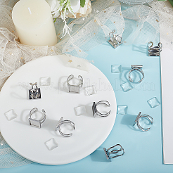 10Pcs 201 Stainless Steel Cuff Pad Ring Settings&nbsp;STAS-ME0002-80