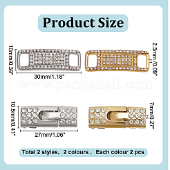 4 Styles Brass & Zinc Alloy Rhinestone Shoe Buckle Clips&nbsp;FIND-HY0003-92