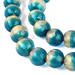 Handmade Lampwork with Gold Powder Beads Strands&nbsp;LAMP-N037-06A-02