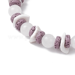 3Pcs Round Natural White Jade & Amazonite & Dyed Malaysia Jade Beads Stretch Bracelets&nbsp;BJEW-JB11818
