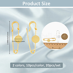 20Pcs 2 Colors Brass Safety Pins Brooch Findings&nbsp;KK-FH0007-85A