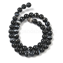Natural Black Striped Agate/Banded Agate Beads Strands&nbsp;G-C267-C01-8mm