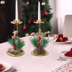 3Pcs 3 Styles Christmas Theme Iron & Plastic Candle Holder&nbsp;AJEW-OC0014-47