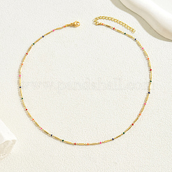 Brass Colorful Enamel Column Link Chain Necklaces for Everyday Casual Style&nbsp;JM2574