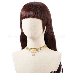 4Pcs 4 Style Glass Seed Imitatin Pearl Beaded Necklaces Set&nbsp;NJEW-JN04012
