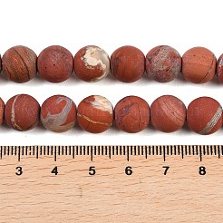 Frosted Natural Red Jasper Beads Strands&nbsp;G-C270-M01-10mm