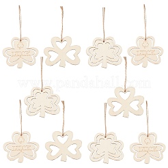 3 Sets 3 Styles Saint Patrick's Day Theme Wood Big Pendant Decorations&nbsp;HJEW-CJ0001-05