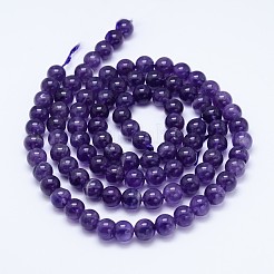 Natural Amethyst Round Bead Strands&nbsp;G-M212-6mm-01B