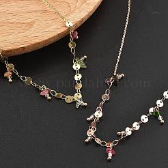 Brass Rolo & Flat Sequin Chains Necklaces for Women&nbsp;NJEW-D302-55