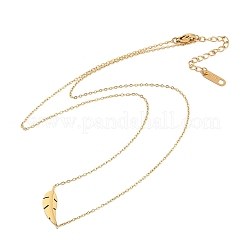Ion Plating(IP) 304 Stainless Steel Leaf Pendant Cable Chain Necklaces for Women&nbsp;NJEW-P320-06G