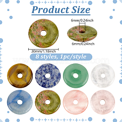 8Pcs 8 Styles Mixed Gemstones Pendants&nbsp;G-BC0001-55