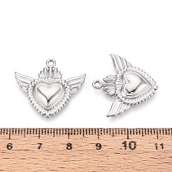 304 Stainless Steel Heart with Wings Pendants&nbsp;STAS-T067-27P