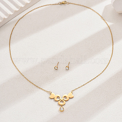 Fashionable Stainless Steel Stud Earrings & Clover Pendant Necklaces Sets for Women&nbsp;QR4901-3