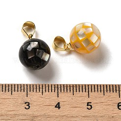 Natural Mixed Shell Dyed Round Charms&nbsp;SSHEL-H071-01G