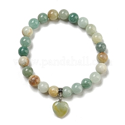 8.5mm Round Natural Flower Amazonite Beaded Stretch Bracelets&nbsp;BJEW-C074-01R