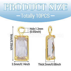 10Pcs Brass Pave Cubic Zirconia Rectangle Charms&nbsp;KK-TADJ0001-29
