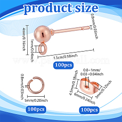 100Pcs Iron Ball Stud Earring Findings&nbsp;KK-UN0001-34