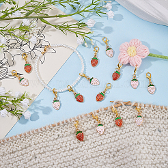 40Pcs 2 Styles Strawberry Alloy Enamel Pendant Decorations&nbsp;HJEW-ME00085