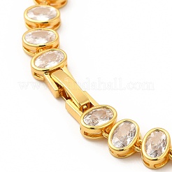 Clear Cubic Zirconia Oval Link Chain Necklace&nbsp;NJEW-E074-02G