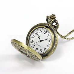 Filigree Flat Round Alloy Quartz Pocket Watches&nbsp;WACH-N039-14AB