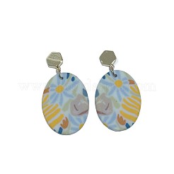 Handmade Polymer Clay & Alloy Stud Dangle Earrings&nbsp;WGD9B2E-01