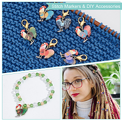 Rooster Pendant Stitch Markers&nbsp;HJEW-AB00307