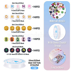 DIY Flat Round with Letter Beads Bracelets Making Kits&nbsp;DIY-TADJ0001-02