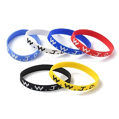 Word WWJD Silicone String Bracelets&nbsp;BJEW-C143-01