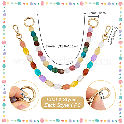 2Pcs 2 Styles Acrylic Oval & Barrel Bead Purse Chains&nbsp;HJEW-PH02438