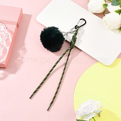 Imitation Rex Rabbit Fur Pompom Ball & Polyester Cord Pendant Decorations&nbsp;HJEW-JM04420-01