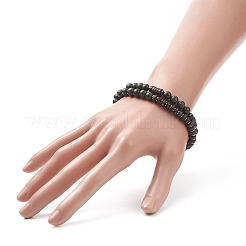 Natural Serpentine & Synthetic Non-magnetic Hematite Beads Energy Stretch Bracelets Set&nbsp;BJEW-JB07142-05