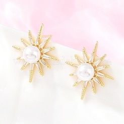 Brass Micro Pave Clear Cubic Zirconia Stud Earrings&nbsp;EJEW-F405-03G