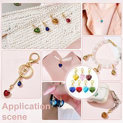 28Pcs 7 Colors Faceted Heart Glass Pendants Decoration&nbsp;HJEW-PH02040