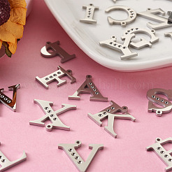 304 Stainless Steel Letter Pendant Rhinestone Settings&nbsp;STAS-TA0001-11P