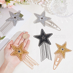 5Pcs 5 Styles Resin Rhinestone with Iron Ball Chain Tassel Sew On Patches&nbsp;PATC-CY0001-68