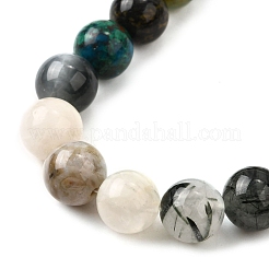 Natural Quartz Crystal & Rhodochrosite & Rose Quartz & Amethyst & Strawberry Quartz & Tourmalinated Quartz/Black Rutilated Quartz Beads Strands&nbsp;G-B143-A01-8mm