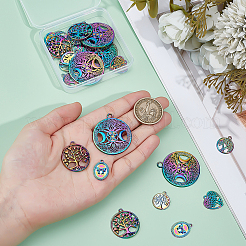 30Pcs 6 Styles Hollow Rainbow Color Alloy Pendants&nbsp;FIND-PH0027-91