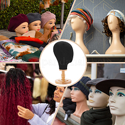 Head Shaped Wood Covered with Cloth Hat Display Racks&nbsp;AJEW-WH0816-101