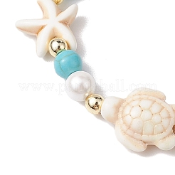 6mm Round Gemstone & Shell Pearl Braided Beaded Bracelets&nbsp;BJEW-JB10321