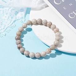 10mm Round Natural Maifanite/Maifan Stone Beads Stretch Bracelet&nbsp;BJEW-JB07088-01