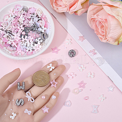 26Pcs 26 Styles Letter A~Z Alloy Rhinestones Initial Slide Charms & 200Pcs Bowknot/Heart/Moon Resin Cabochon Findings Kits&nbsp;DIY-SC0033-10