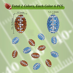12Pcs 2 Colors Handmade Polymer Clay Rhinestone Beads&nbsp;RB-GA0001-02