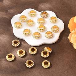 Big Hole Zinc Alloy Pave Grade A Crystal Rhinestone Rondelle Beads&nbsp;ALRI-O007-G01