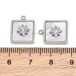 304 Stainless Steel & Natural Freshwater Shell & Rhinestone Pendants&nbsp;SH-CBA02E8-12P