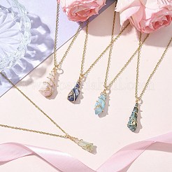 Electroplated Natural Quartz Crystal Prism Copper Wire Wrapped Pendant Necklaces&nbsp;NJEW-JN05027-01