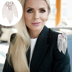 Iron with Rhinestone Tassel Rivet Epaulettes&nbsp;AJEW-WH0481-527A