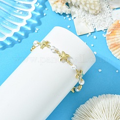 4Pcs 304 Stainless Steel & Shell Pearl Link Chains Bracelets for Women&nbsp;BJEW-JB13815