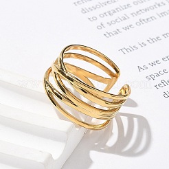 304 Stainless Steel Multilayer Open Cuff Rings&nbsp;RJEW-Z077-01G-04