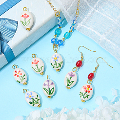 8Pcs 4 Styles Handmade Porcelain Pendants&nbsp;PALLOY-SW00135